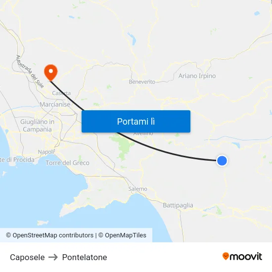 Caposele to Pontelatone map