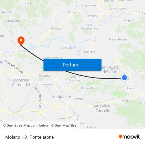 Moiano to Pontelatone map