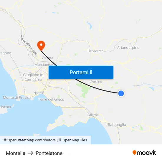 Montella to Pontelatone map