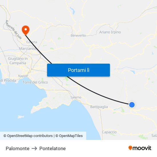 Palomonte to Pontelatone map