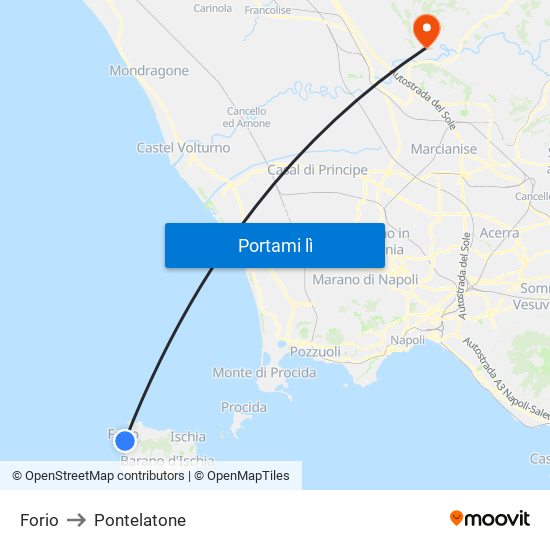 Forio to Pontelatone map
