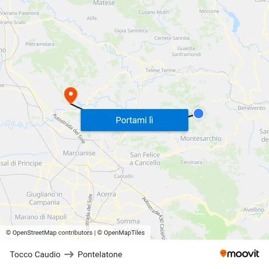 Tocco Caudio to Pontelatone map