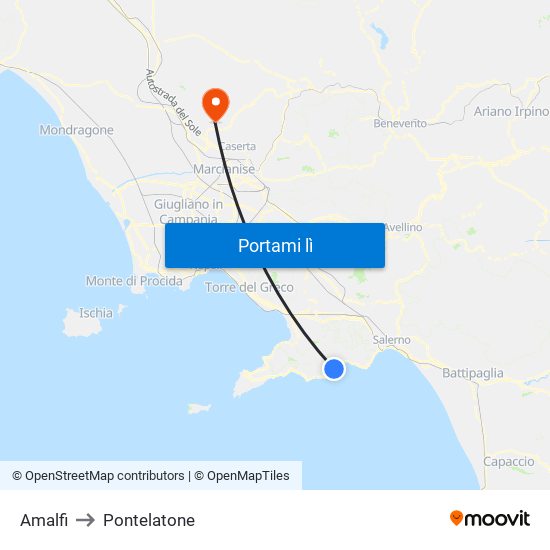 Amalfi to Pontelatone map