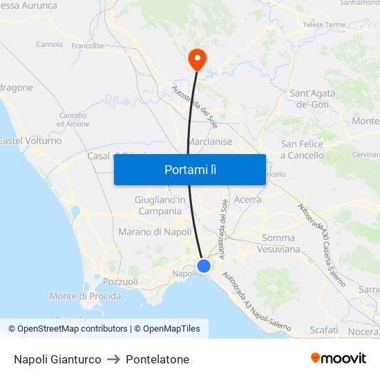 Napoli Gianturco to Pontelatone map