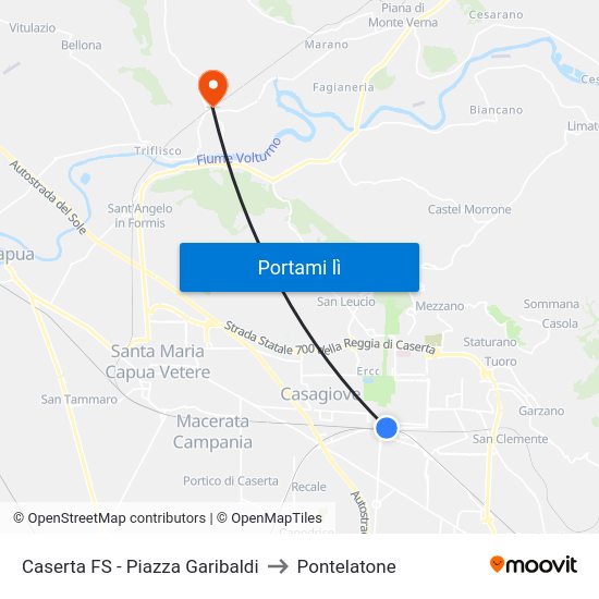 Caserta FS - Piazza Garibaldi to Pontelatone map