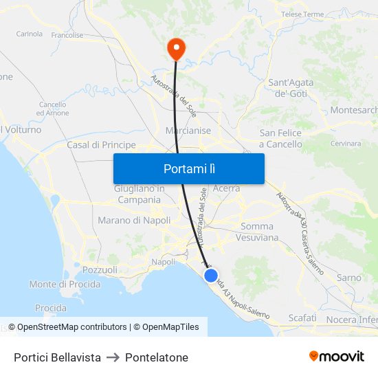 Portici Bellavista to Pontelatone map