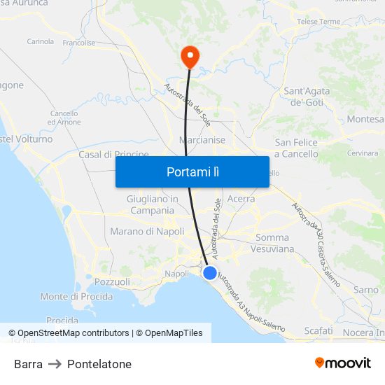 Barra to Pontelatone map