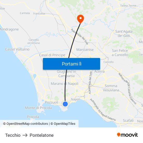 Tecchio to Pontelatone map