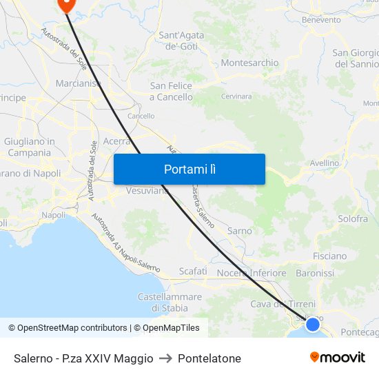 Salerno - P.za XXIV Maggio to Pontelatone map
