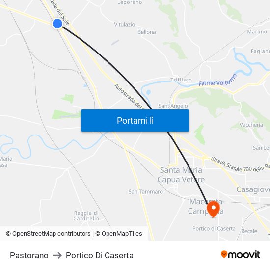 Pastorano to Portico Di Caserta map