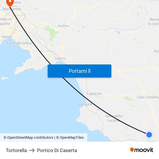 Tortorella to Portico Di Caserta map