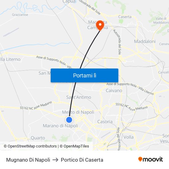 Mugnano Di Napoli to Portico Di Caserta map