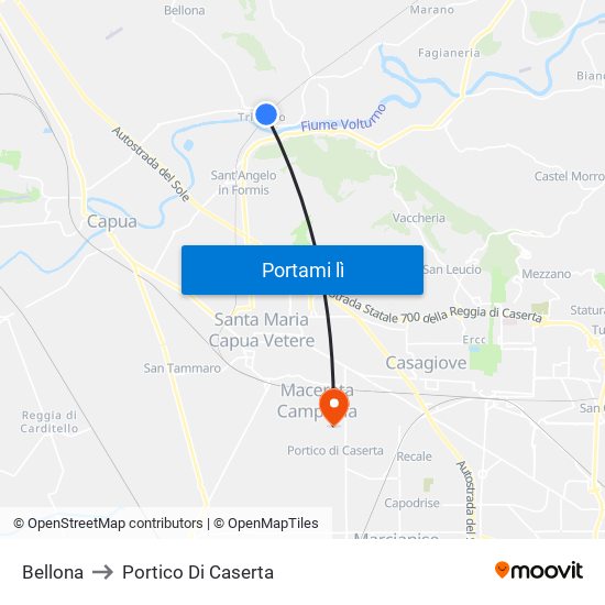 Bellona to Portico Di Caserta map