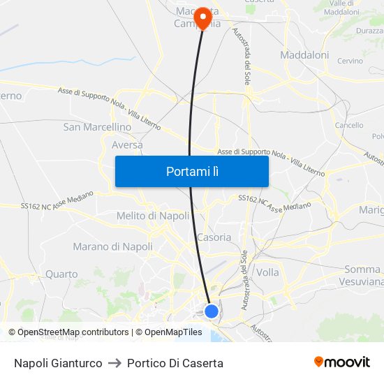 Napoli Gianturco to Portico Di Caserta map