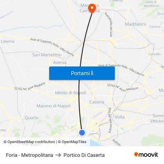 Foria - Metropolitana to Portico Di Caserta map