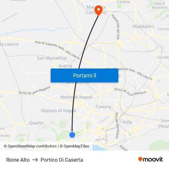 Rione Alto to Portico Di Caserta map
