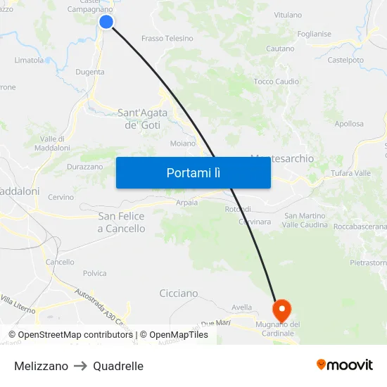 Melizzano to Quadrelle map