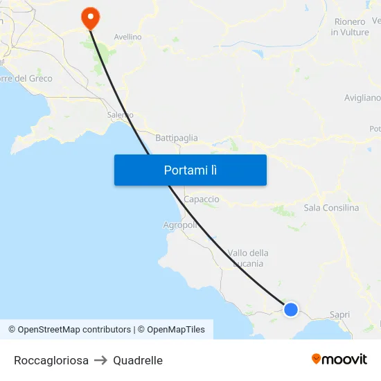 Roccagloriosa to Quadrelle map