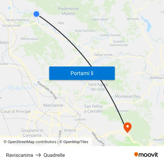 Raviscanina to Quadrelle map