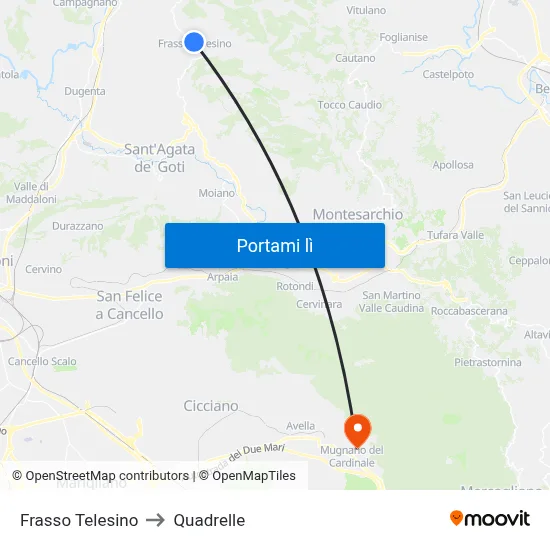 Frasso Telesino to Quadrelle map