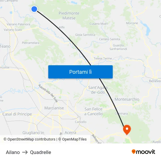 Ailano to Quadrelle map