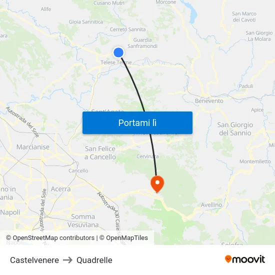 Castelvenere to Quadrelle map