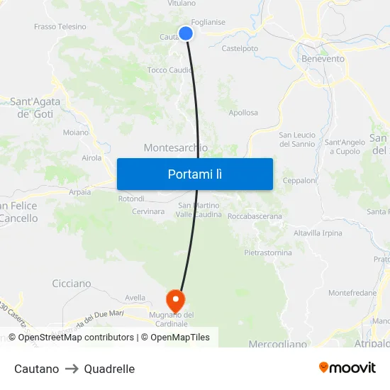 Cautano to Quadrelle map