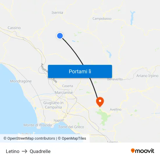 Letino to Quadrelle map