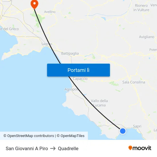 San Giovanni A Piro to Quadrelle map