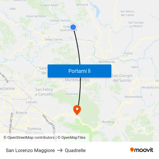 San Lorenzo Maggiore to Quadrelle map