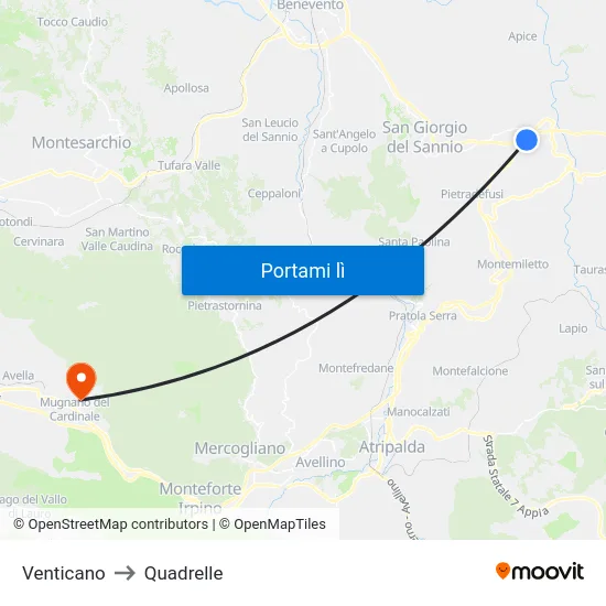 Venticano to Quadrelle map