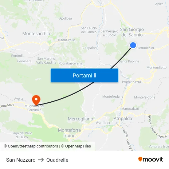 San Nazzaro to Quadrelle map