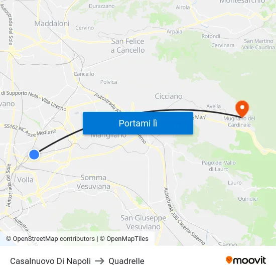 Casalnuovo Di Napoli to Quadrelle map