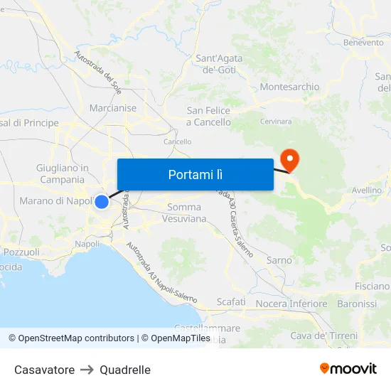 Casavatore to Quadrelle map