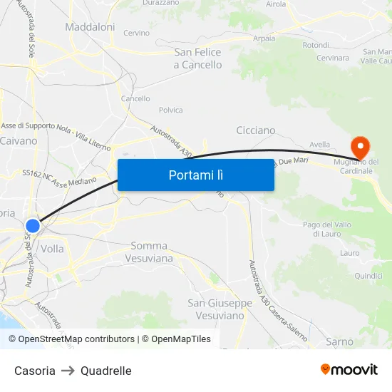 Casoria to Quadrelle map