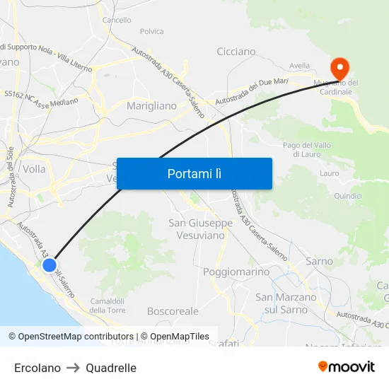 Ercolano to Quadrelle map