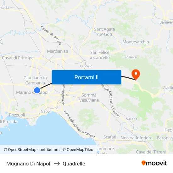 Mugnano Di Napoli to Quadrelle map