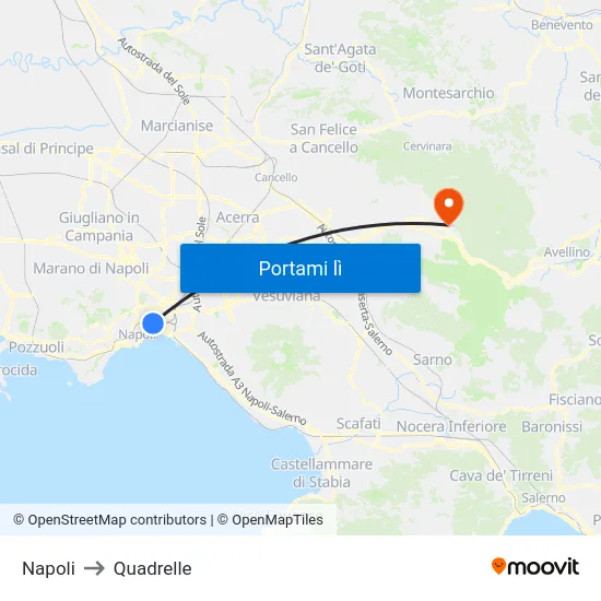 Napoli to Quadrelle map