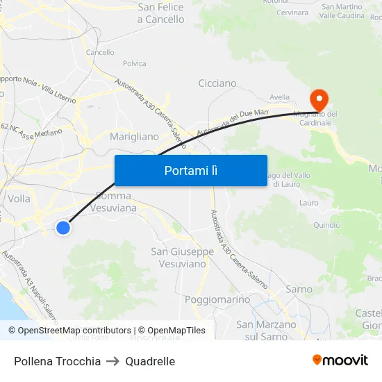 Pollena Trocchia to Quadrelle map