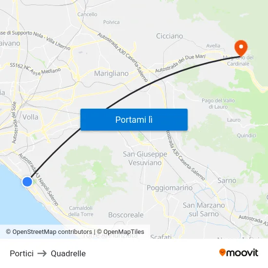 Portici to Quadrelle map