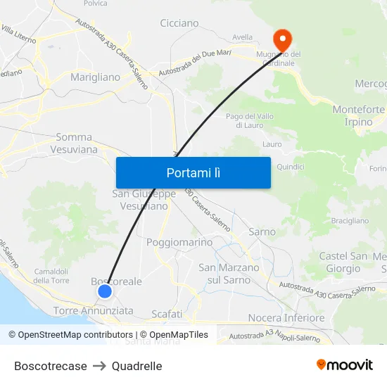Boscotrecase to Quadrelle map