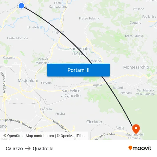Caiazzo to Quadrelle map