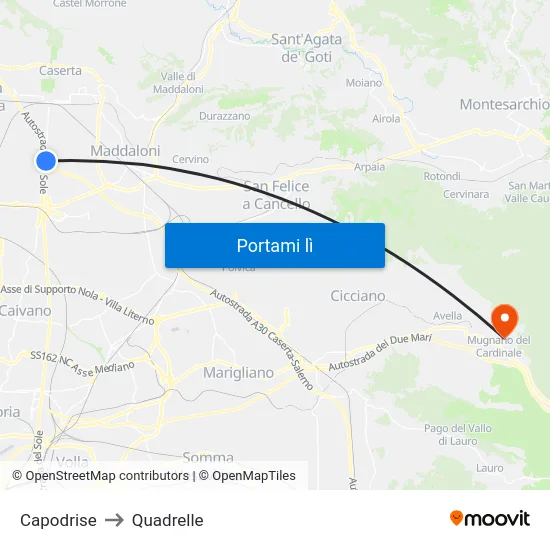 Capodrise to Quadrelle map