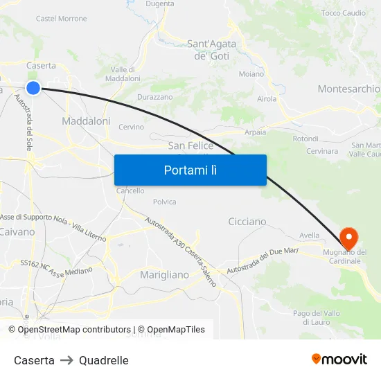 Caserta to Quadrelle map