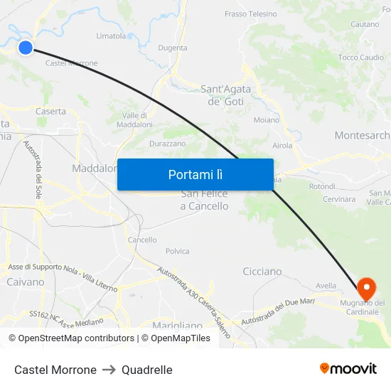Castel Morrone to Quadrelle map