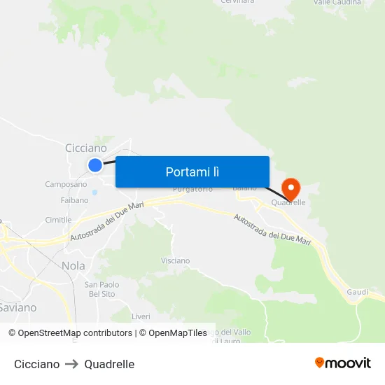 Cicciano to Quadrelle map