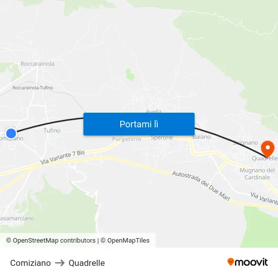 Comiziano to Quadrelle map