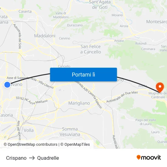 Crispano to Quadrelle map