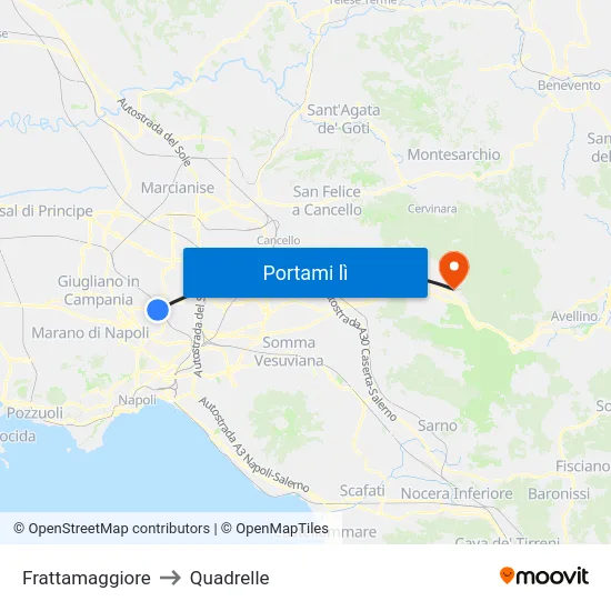 Frattamaggiore to Quadrelle map
