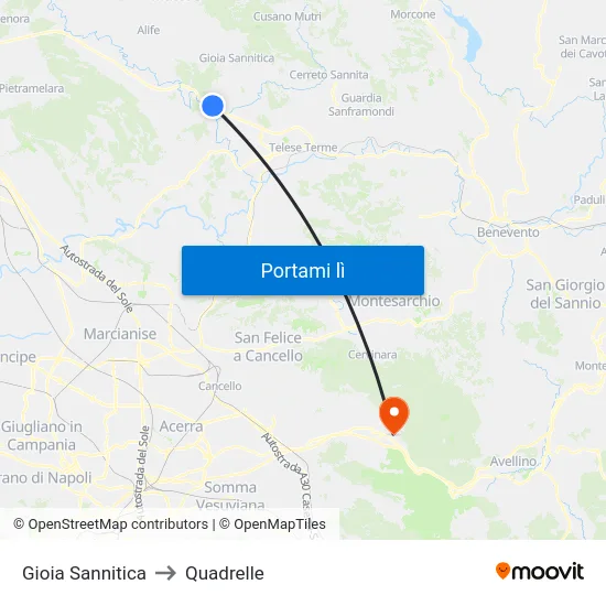 Gioia Sannitica to Quadrelle map